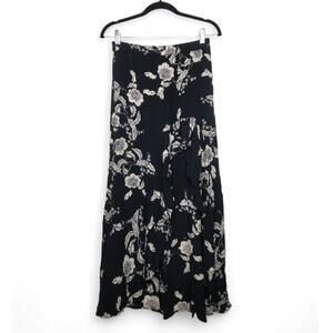 y2k Billabong Floral Flower Black Skirt Surf Surfer Beach Boho Hawaiian Hawaii